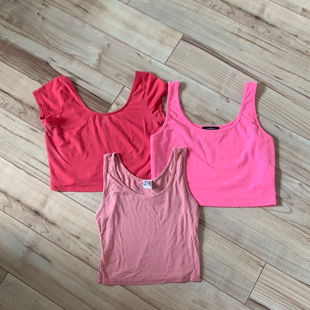 3 pink crop tops for one price